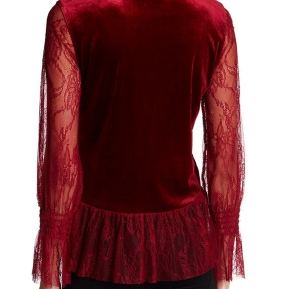 NWT RO&DE Burgundy Velvet Long Sleeve Blouse - xs - Picture 2 of 4